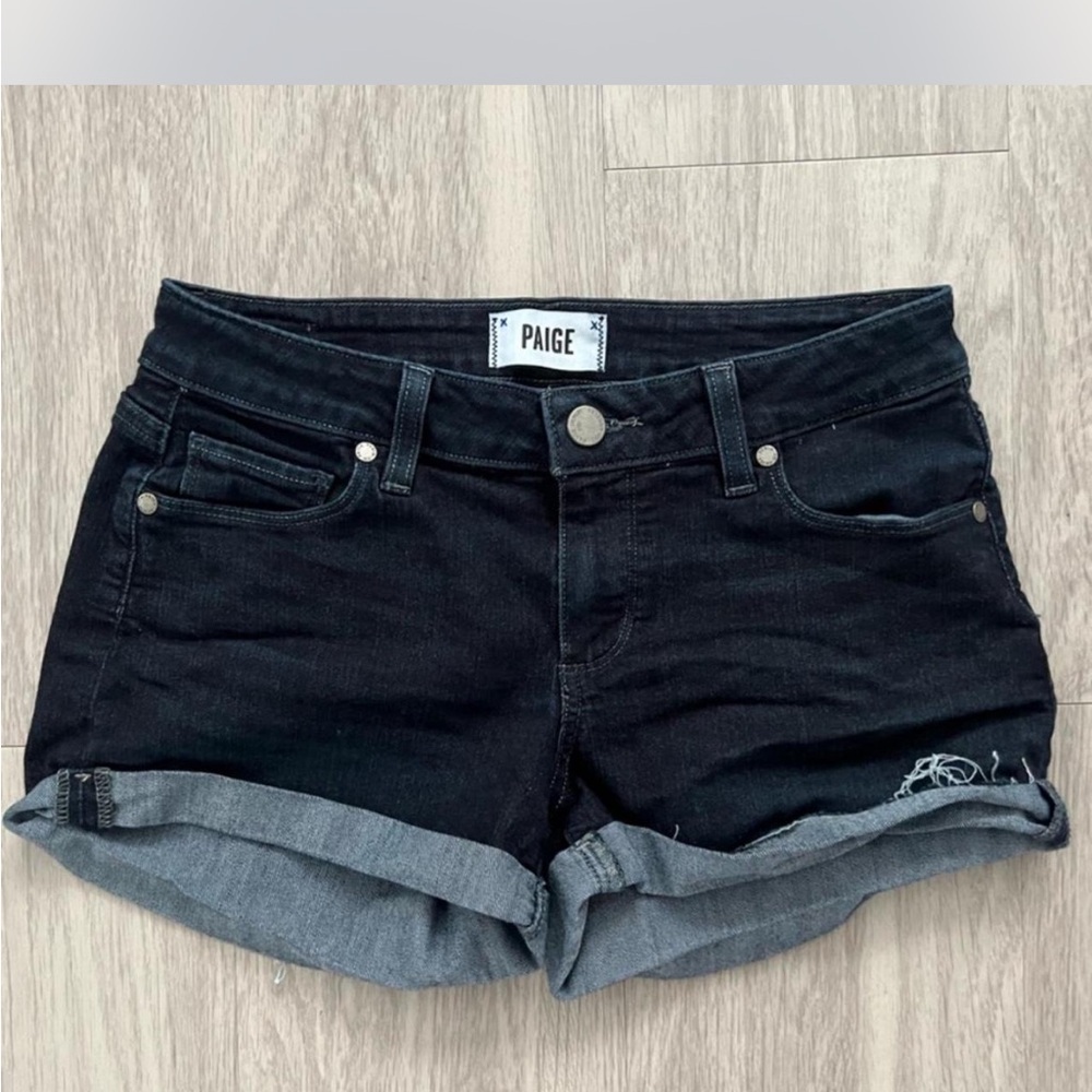 PAIGE Jimmy Jimmy Cuffed Denim Shorts Women’s 25 Black Stretch